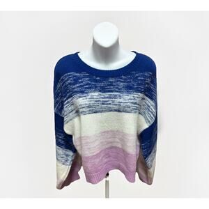 Wrangler Retro Cropped Sweater Womens Medium Blue Purple Striped Boho Knit